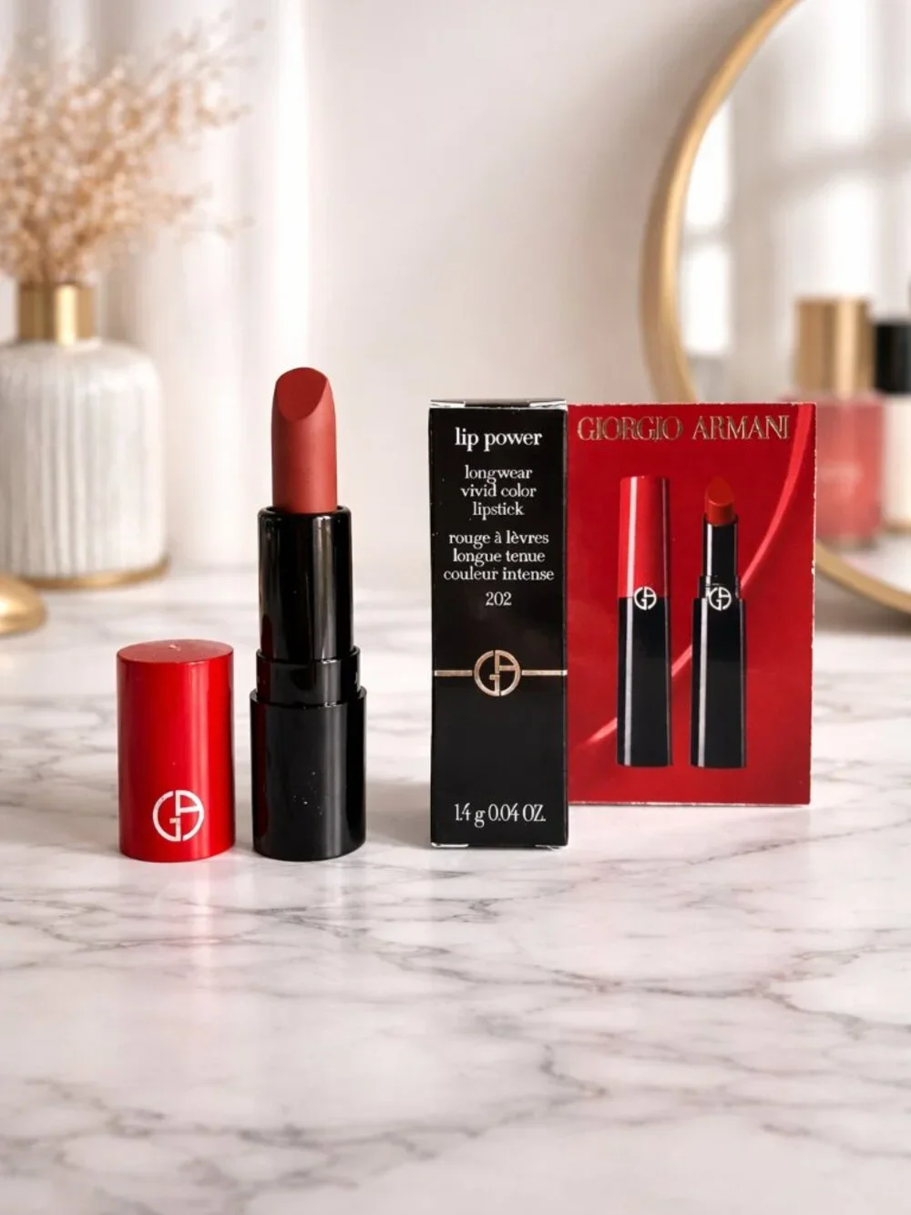 Giorgio Armani 202 Grazia Lip Power Longwear Vivid Color Lipstick *travel Size